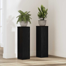 Berkfield Plant Stand 2 pcs Black Oak 17 x 17 x 60 cm Engineered Wood