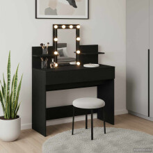 Berkfield Dressing Table Black Oak 100 x 40 x 130 cm Engineered Wood