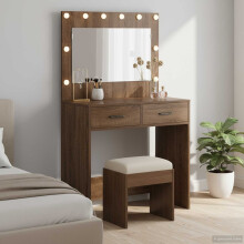 Berkfield Dressing Table Brown Oak 78.5 x 41 x 135 cm Engineered Wood