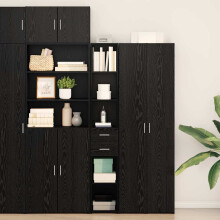 Berkfield Bookcase with Drawer Black Oak 30 x 42.4 x 185.2 cm