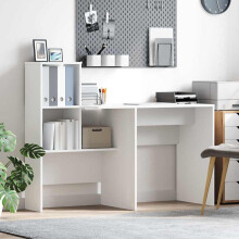 Berkfield Desk with Shelf White 131.5 x 50 x 106.5 cm Engineered Wood
