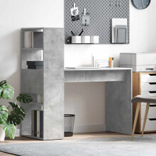 Berkfield Desk with Shelf Concrete Grey 113 x 54 x 120 cm Engineered Wood