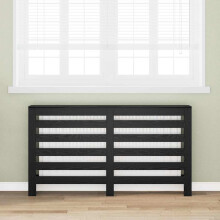 Berkfield Radiator Cover Black Oak 149 x 20 x 82 cm Engineered Wood