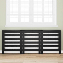 Berkfield Radiator Cover Black Oak 205 x 21.5 x 83.5 cm Engineered Wood