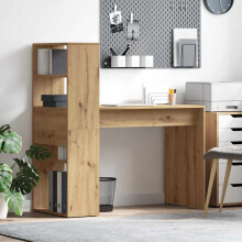 Berkfield Desk with Shelf Artisan Oak 113 x 54 x 120 cm Engineered Wood