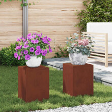 Berkfield Plant Stand 2 pcs Rusty 24 x 24 x 35 cm Weathering Steel