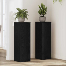 Berkfield Plant Stand 2 pcs Black Oak 25 x 25 x 80 cm Engineered Wood