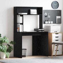 Berkfield Desk with Shelf Black Oak 91 x 50 x 149 cm Engineered Wood