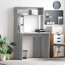 Berkfield Desk with Shelf Grey Sonoma 91 x 50 x 149 cm Engineered Wood