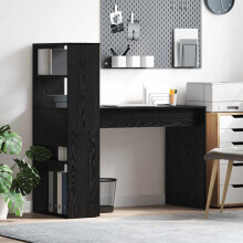 Berkfield Desk with Shelf Black Oak 113 x 54 x 120 cm Engineered Wood