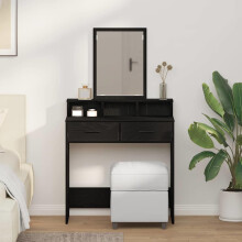 Berkfield Dressing Table Black Oak 79 x 41 x 140 cm Engineered Wood