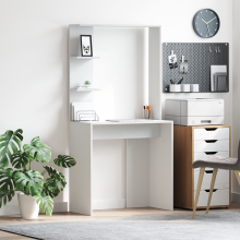 Berkfield Desk with Shelf White 78.5 x 37 x 154.5 cm Engineered Wood