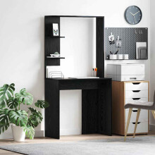 Berkfield Desk with Shelf Black Oak 78.5 x 37 x 154.5 cm Engineered Wood