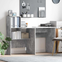 Berkfield Desk Concrete Grey 131.5 x 50 x 106.5 cm Engineered Wood