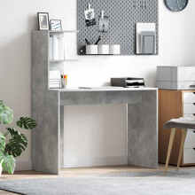 Berkfield Desk with Shelf Concrete Grey 102 x 50 x 124 cm Engineered Wood