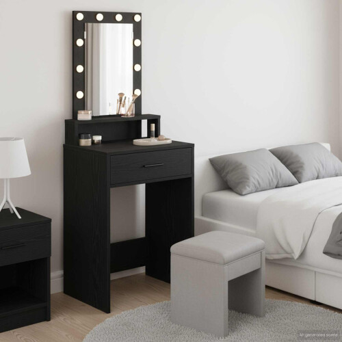 Berkfield Dressing Table Black 50 x 41 x 140 cm Engineered Wood