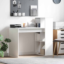 Berkfield Desk with Shelf White 108 x 55 x 103.5 cm Engineered Wood