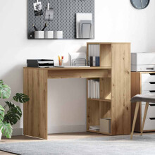 Berkfield Desk with Shelf Artisan Oak 108 x 55 x 103.5 cm Engineered Wood