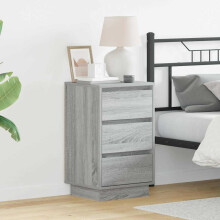 Berkfield Bedside Cabinet Grey 39 x 34.5 x 65 cm Engineered wood
