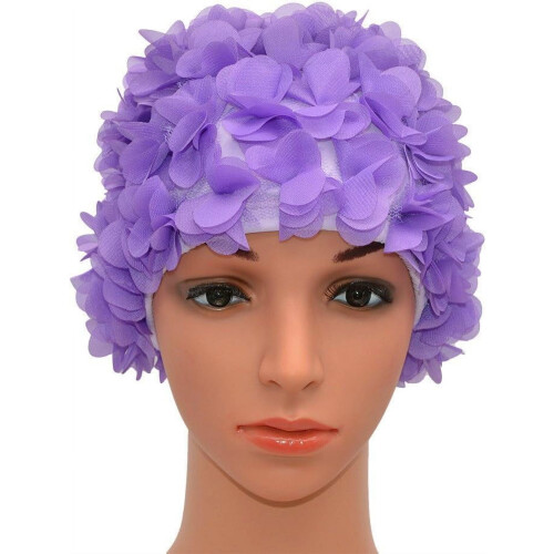 Blonde Vintage Badehette Blomsterblad Retro Badehette for Damer