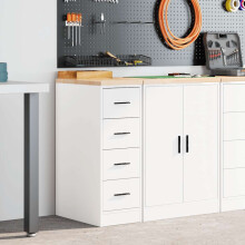 Berkfield Garage Storage Cabinet White 30x51x85 cm Solid Wood Pine