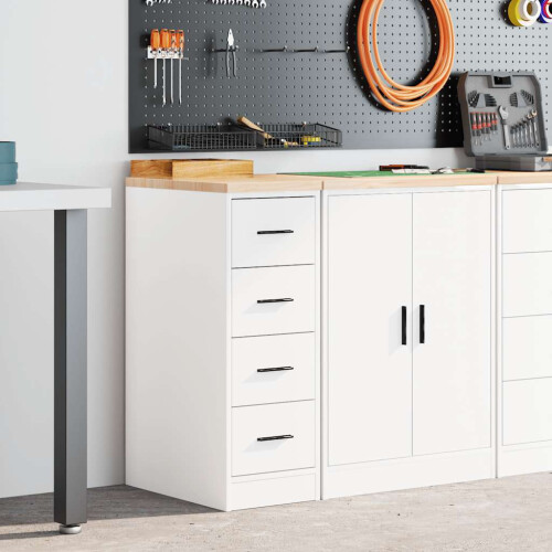 Berkfield Garage Storage Cabinet White 30x51x85 cm Solid Wood Pine