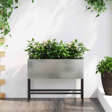 Berkfield Raised Garden Planter Silver 60 x 26 x 45 cm Galvanised Steel