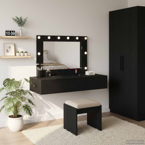 Berkfield Dressing Table Black 100 x 40 x 70 cm Engineered Wood