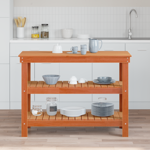Berkfield Work Bench Wax brown 110.5 x 50 x 80 cm Solid pine wood