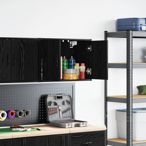 Berkfield Garage Wall Cabinet Black Engineered Wood