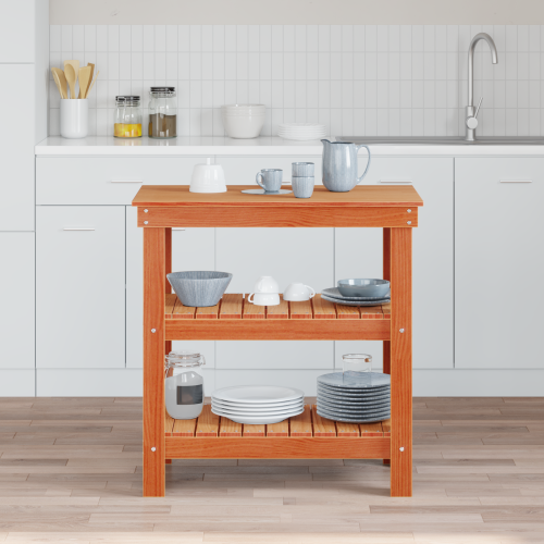Berkfield Work Bench Wax Brown 78.5 x 50 x 80 cm Solid Pine Wood