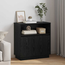 Berkfield LED Sideboard Black Oak 71 x 34.5 x 75 cm Engineered Wood