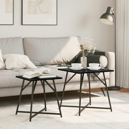 Berkfield Side Table Set 2 pcs Black Oak