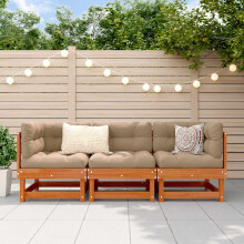 Berkfield Sectional Sofa Units Wax Brown 183 x 61 x 62 cm Solid Pine Wood