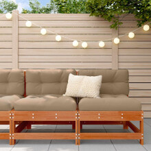 Berkfield Garden Middle Sofa Solid Pine Wood Wax Brown 124 x 62 x 70.5 cm