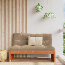 Berkfield Garden Middle Sofa Solid Pine Wood Wax Brown 120 x 95 x 69 cm