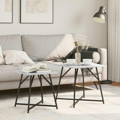 Berkfield Side Table Set 2 pcs Grey Sonoma and Black