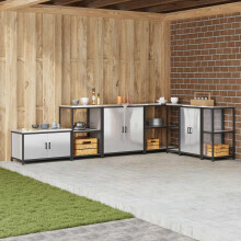 Berkfield Kitchen Storage with Shelf Silver 90 x 50 x 53 cm Steel