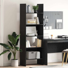 Berkfield Book Cabinet Black Oak 60 x 35 x 180 cm Engineered Wood