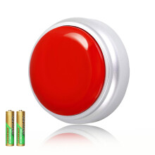 30 Second Recordable Answer Buzzer Talking Button with OnePress Playback Red and Silver for Games