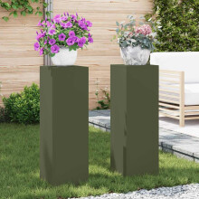 Berkfield Plant Stand 2 pcs Olive green 24 x 24 x 75 cm Steel