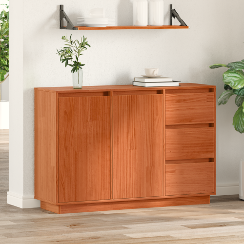 Berkfield Sideboard Brown Oak 111 x 34 x 75 cm Solid Pine Wood