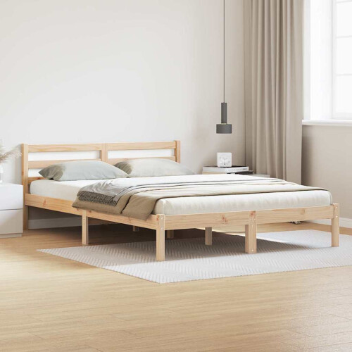 Berkfield Bed Frame Brown 225.5 x 145.5 x 69.5 cm Solid Pine Wood