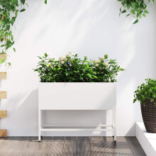Berkfield Raised Garden Planter White 60 x 26 x 48 cm Steel