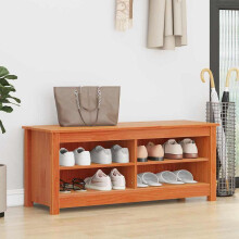 Berkfield Storage Bench Wax Brown 110 x 38 x 45.5 cm Solid Pine Wood