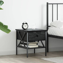Berkfield Bedside Cabinet with Drawer Black oak 40 x 42 x 45 cm
