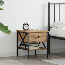 Berkfield Bedside Cabinet with Drawer Artisan oak 40 x 42 x 45 cm