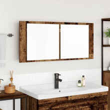 Berkfield LED Mirror Cabinet Old Wood 100 x 12 x 45 cm Engineered Wood