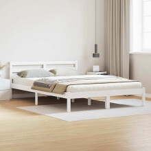 Berkfield Bed Frame White 215.5 x 165.5 x 69.5 cm Solid Pine Wood