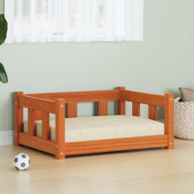 Berkfield Dog Bed Wax Brown 65.5 x 50 x 28 cm Solid Pine Wood